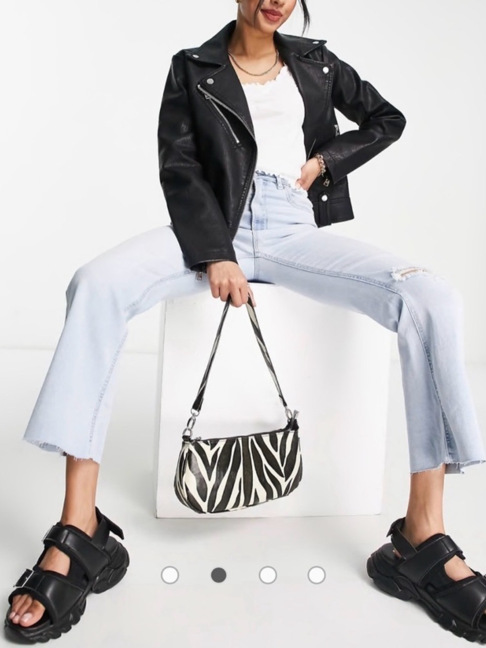 Topshop Black Faux Leather Biker Jacket - Picture 3 of 7